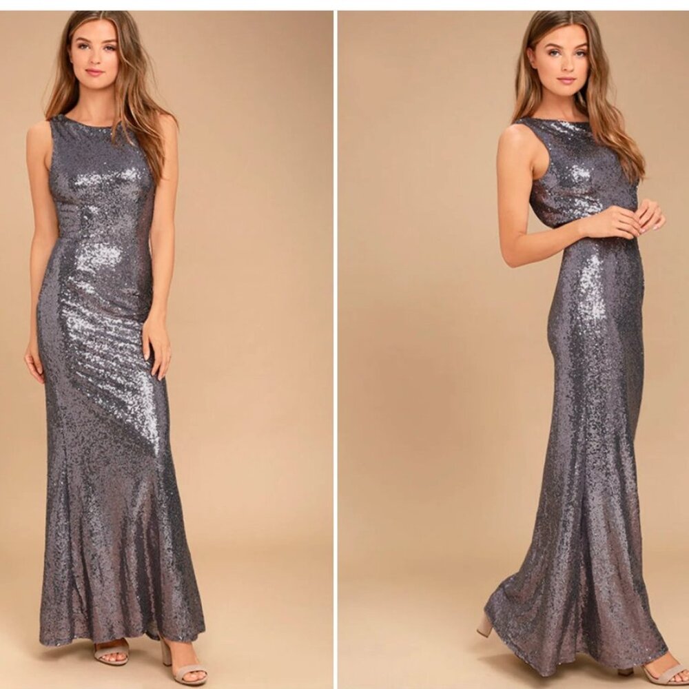 Lulus Slink and Wink Dusty Purple Sequin Maxi Dress, size small
